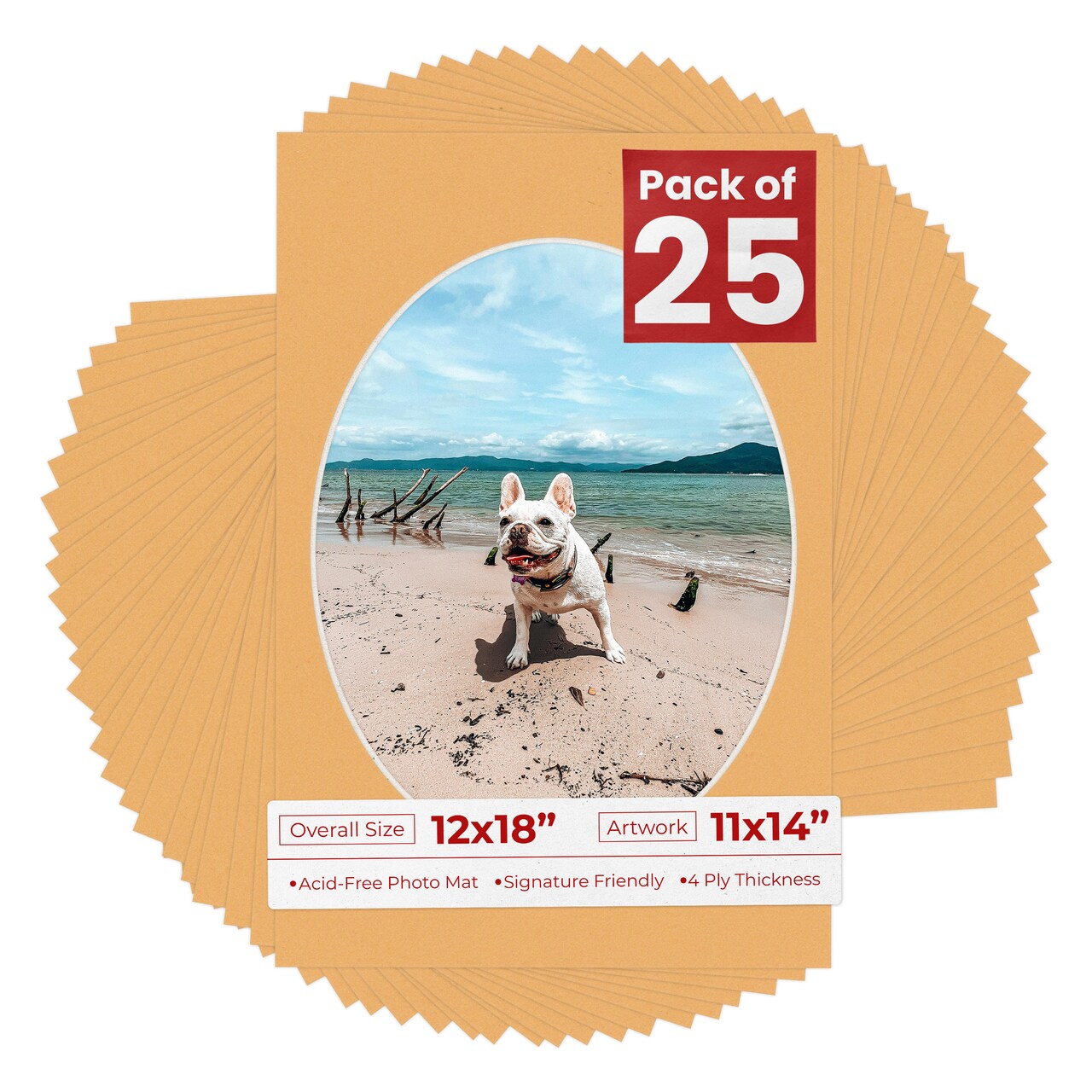 Topaz Orange Mat Board for 12x18 Frames - Oval Opening for 11x14 Photos